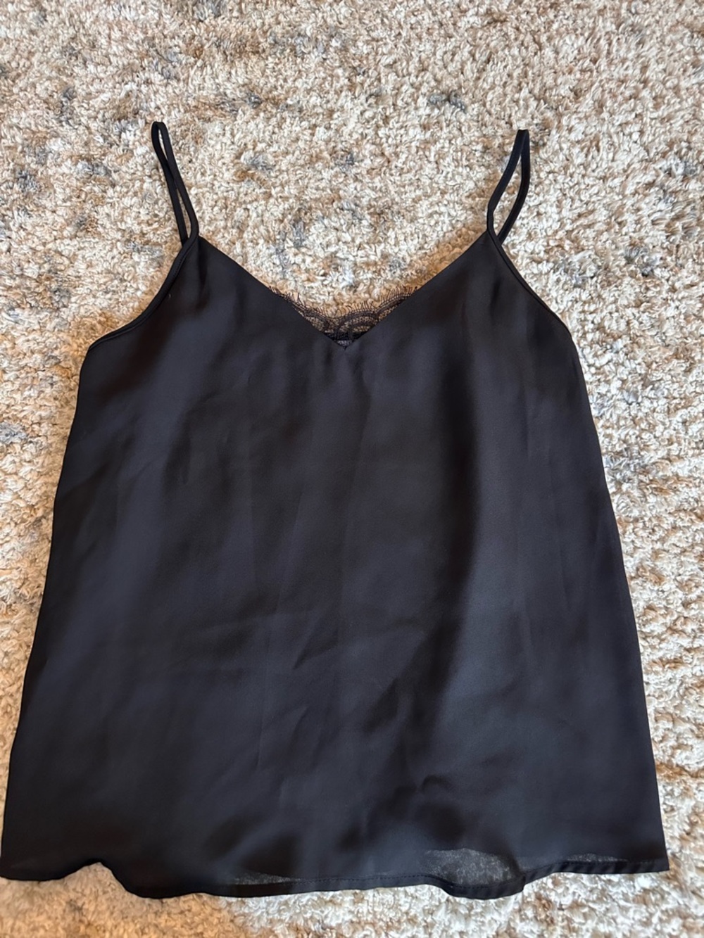 Black Lace-Trim Spaghetti Strap Cami Top